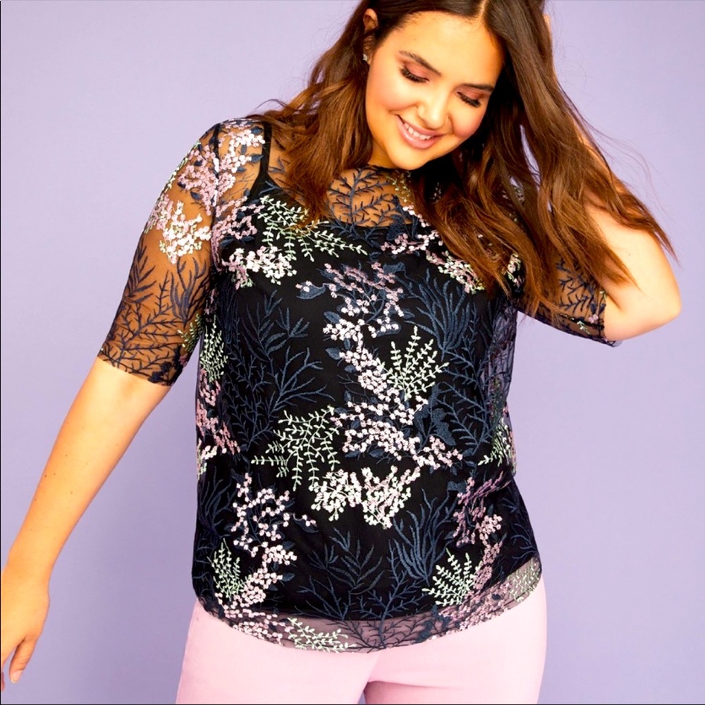 Shear Embroidered Top